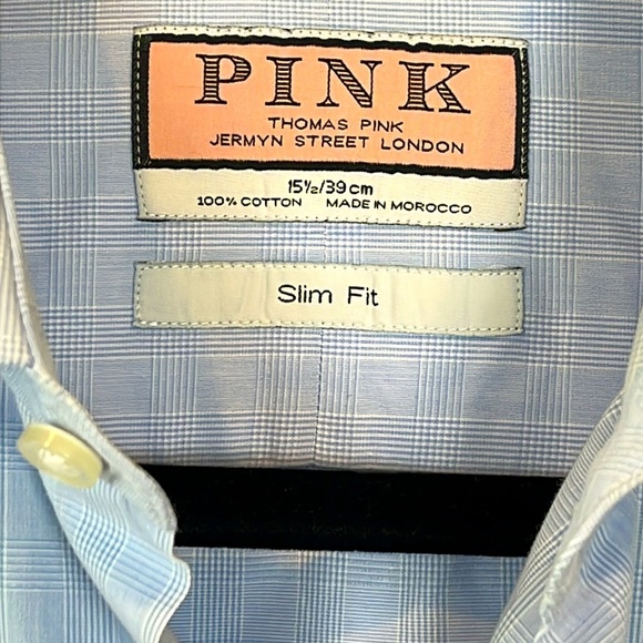 Thomas Pink Men's Dress Shirt Light Blue French Cuff Button Down 15.5 - Picture 5 of 8